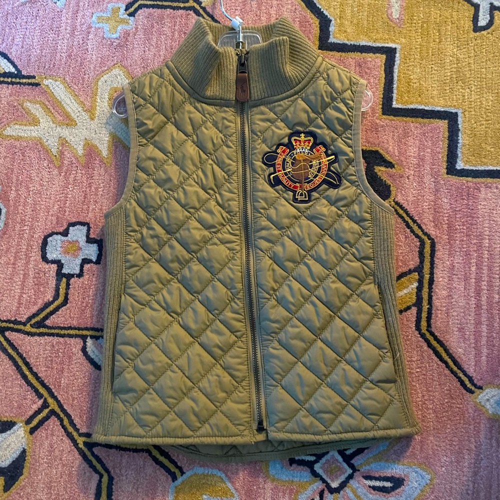RALPH LAUREN Kids M 8-10 Green Quilted Insulated Full Zip Vest Jacket
